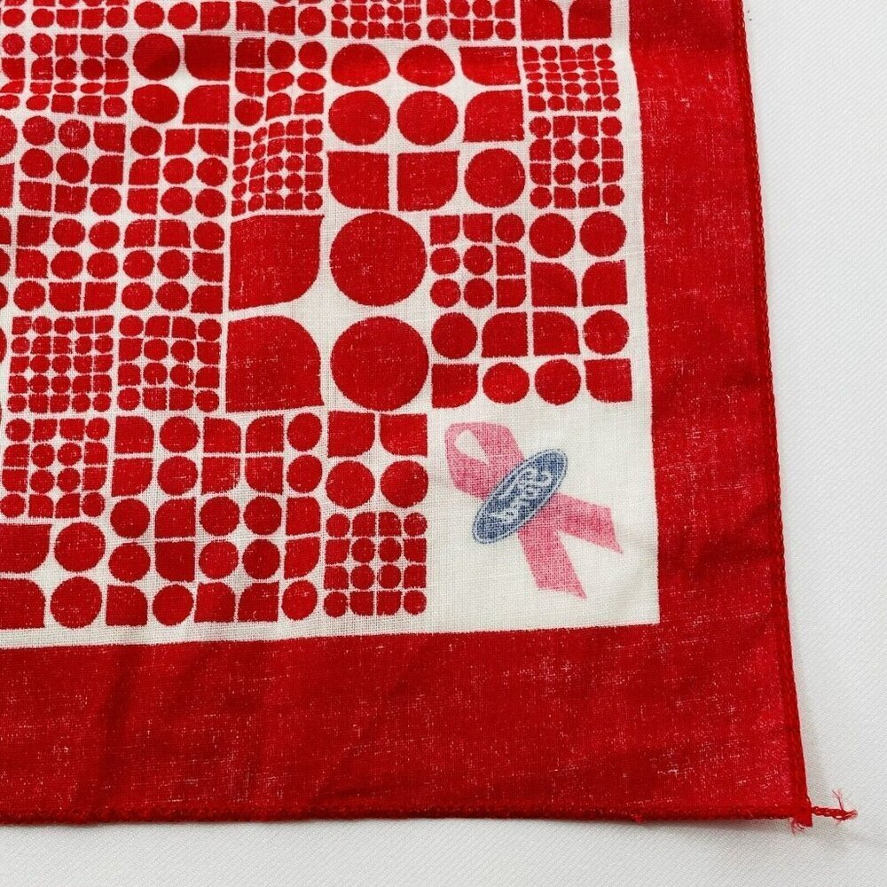 Kate Spade Ford Susan Komen Breast Cancer Awareness Bandana Handkerchief Red 21” - Picture 8 of 12